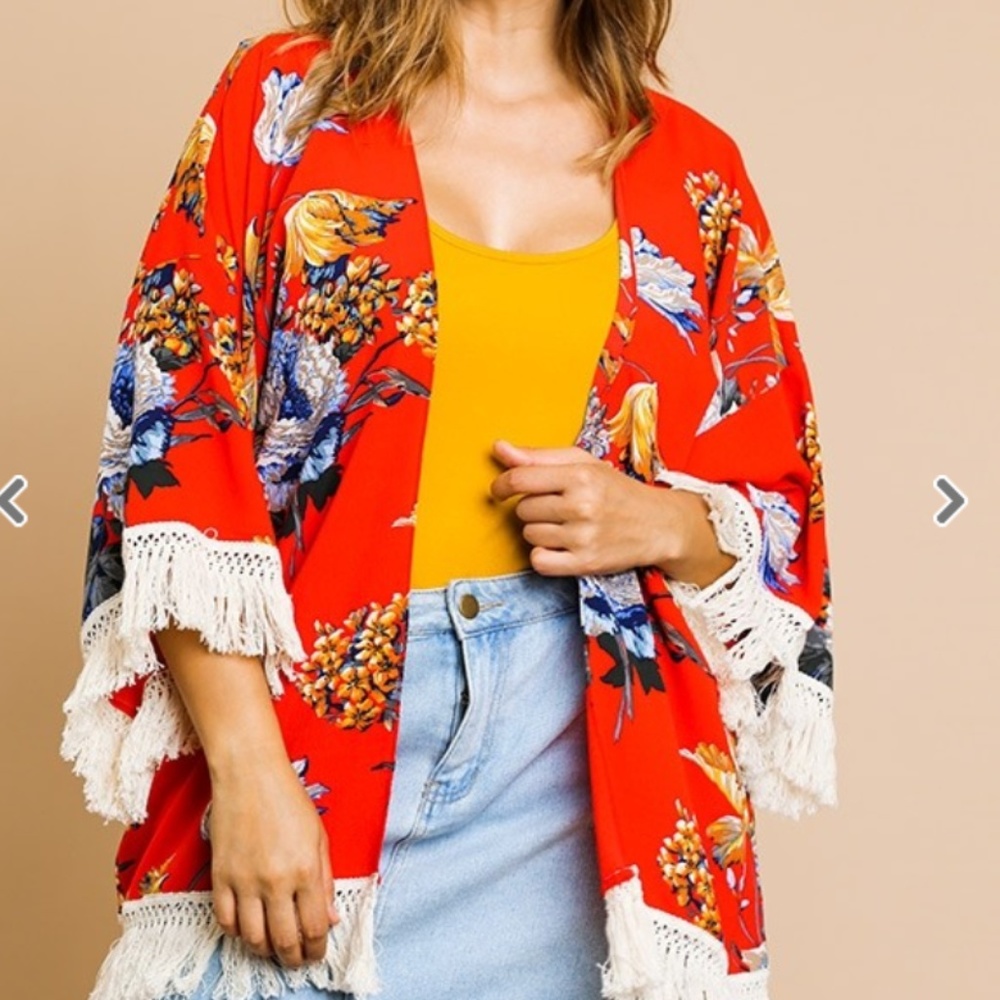 Floral print kimono